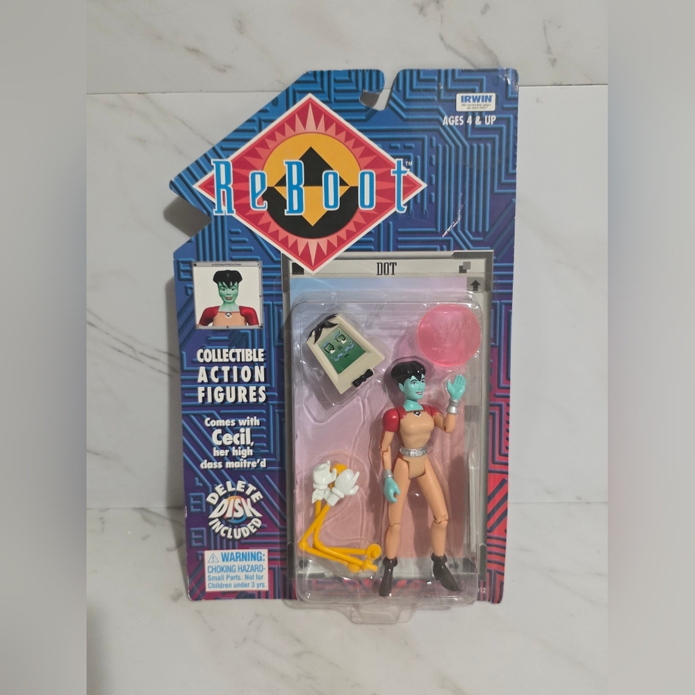 ReBoot Dot Action Figure with Cecil & Delete Disk Vintage 1995 Collectible